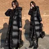 Womens Down Black Glossy Parka Coat 2023 Fashion addensato inverno con cappuccio lungo giacca lunga femmina piovoso a pioggia a pioggia caldo outwear caldo