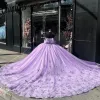 Robes de quinceanera lilas 2024 paillettes à la main 3D fleurs douces 16 robes de bal robe à lacets vestidos de 15