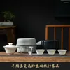 Teaware Sets Portable Suet Jade White Porcelain Travel Tea Set Boutique Ceramic Cover Bowl 1 Pot 3 Cups Outdoor Camping Gift