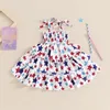 Girl Dresses Toddler Girls Girl Dress 4 luglio Tie-Up Cinking Cintued Princess Ruffles Independence Clothes