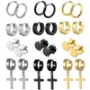 Stud wKoud 1/12 Paare von Ohrringen Edelstahlkreuz Ohrringe Set Herren Damen Ohrringe kleiner Huggie -Hoop -Kreuz -Ohrringe D240426