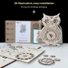 Klockor Träpussel 3D Owl Clock Model Building Kits Creative Diy Wall Clock Mechanical Retro Pendulum Clock Assembly Toy for Adults