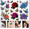 Transferencia de tatuaje 1 PC impermeable tatuaje temporal pegatina flash Flower Rose Butterfly Arte Arte Mujeres falsas Lady Handy Tattoos 240426