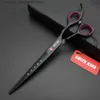 Hair Scissors 7-inch professional pet grooming scissors 7-inch straight thin slitting and curling scissors+leather bag/kit/box Q240426