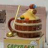 Tasses 450ml Migne Capybara Tasse avec couvercle Creative Ceramic Coffee Cup Kawaii Funny Animal Easy To-Hold