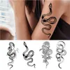 Tatuagem Transferência 2023 Novos adesivos de tatuagem de cobra Maré escura Flor Flor Snake Skull Tattoo Stickers para mangas de braço de arte corporal Flores de cobra 240427