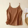 Women's Tanks Linen Small Halter Summer Thin Breathable Pure Color Simple Sleeveless Vest Loose Cotton Blouse