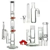 19 tum 3 Chambers Big Glass Bong Straight Percolator Bee Comb Disc Percolator Dome duschhuvud med Ash Catcher Ice Pinch 18mm Female Joint WP522