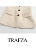 Kamizelki damskie Trafza 2024 Summer Kobiety seksowne płaszcze zwykłe solidne zbiornik z czołgiem przedniego zbiór ramion elegancka elegancka streetwear