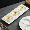 プレートホワイトセラミックスナックトレイデザートプレートディナー微調整ディッシュケーキパンフルーツボウル寿司sashimi 3グリッド