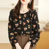 Frauenblusen 2024 Chiffon Sommerbluse Casual Fashion Advanced Temperament Simple tops Blumendruck Fledermaushemme