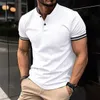 Męskie koszulki transgraniczne 2024 Summer Casual Slim Fit Koszulka z klapką kieszonkową przyciskową odpowiednią do koszulek sportowych dla mężczyzn Q240426