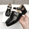 Casual Shoes Design Women Split Toe Genuine Leather Cross Strap Black Sandals British Fashion Party Sandalias Zapatos 3C