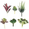 Fiori decorativi 6 pezzi Soculenti simulati piante artificiali Twig Plastic Plastic Green Leaf Decorazione in vaso in PVC fai -da -te