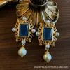 Backs Earrings Vintage Court Style Medieval Jewelry Classic Pearl Fringe Ear Clip