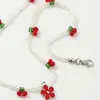 Choker Sweet Cute Cherry Beads Collier Femmes Fashion Alloy Allaire Red Flower Pendant Pendant pour la fête Bijoux