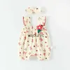 Rompers Baby Girls Summer Clothes Camisole Rompers Floral Girls Jumpsuits 3D Flower Outfit H240509