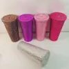 Scaonorch Rhinestone Coffee Mok Cups Dubbele wand plastic waterfles tuimelaar met deksel en stro bling diamand grote capaciteit 240422