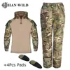 Taktiska T-shirts Childrens Camouflage Training Suit Hunting Tactical Shirt Belt Cushion CS Field Hunting Military Combat Suit 240426