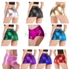 Dames shorts vrouwen mode glitter faux lederen shorts dance mini shorts metallic hot pant n7ye d240426