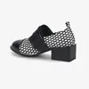 Casual Shoes Phoentin Polka Dot Middle Heels Designer Pumpar Colored Fashion Women's Thick British Block FT3338