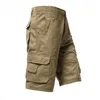 Short masculin Pantalon de cargaison pour hommes shorts de genou shorts d'été classiques avec plusieurs poches grand pantalon de coton demi-short vert militaire J240426