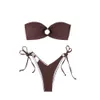 New Bikini Strapless Nylon Coffee Colored Bikini Swimsuit Swimsuit