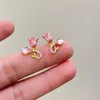 Stud Earrings Japan And South Korea Sweet Cute Pink Flowers With Tulip Design Exquisite