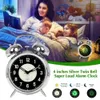 Desk Table Clocks Super Loud Alarm Clock Metal Twin Bell Alarm Clock with Night Light Retro Bedside Clock Silent Table Desk Clocks for Home Bedroo