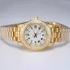 Femmes Diamond Watch Automatic Full Gold With Diamond Chizel White Dial White Lady Taille Gold Lady Watches 26 mm Designer Femmes Watchs Full Diamond Mezel Diamond Marker