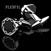 FLEXFIL Round Jewelry French Shirt Fashion Cufflinks for Mens Cuff links Buttons Black High Quality 240412