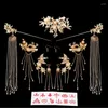 Haarclips Bruid Retro Chinese ornamenten Tassel Han Kleding Accessoires Women Wedding Hoofdtooi oorbellen Set