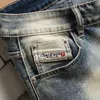 Summer Mens Fashion Stretch Denim Shorts Retro High Street Style Old Slim Fit Short Jeans Splicing Design 98% Cotton Brand 240415