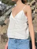 Women's Tanks Lace Trim Linen Sweet Crop Top Woman Summer Sleeveless V-neck Back Lace-up Solid Vest Simple Y2k Tank Tops Casual Camisole