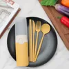 Ensembles de vaisselle 4pcs / ensembles Étudiants Couvoirs Set Wheat Straw Spoon Fork Copsticks avec Organizer Box Outdoor Travel Table Voleille