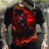 Men's T-Shirts Fashionable electric lights dazzling printed animal patterns short sleeved summer mens casual quick drying large-sized ClothingTop Q240425