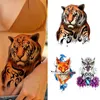 Tattoo Transfer Large Tiger Lion Black Flower Fake Tattoo Sticker For Women Rose Fox BirdTemporary Tattoos DIY 3D Water Transfer Tatoos Girl Man 240427