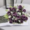 Fleurs décoratives verdure artificielle pour une utilisation extérieure Bouquet de rose exquise Fleur Fleur Bridal non passante polyvalente
