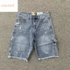 GA Depts ink splash color washed old retro street graffiti patches splicing summer versatile men and women denim shorts