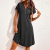 Kvinnors sömnkläder Basic Nightdress Modal Contton Soft Home Wear Bekväm nattklänning Kort ärm V Neck Elegant Sleep Dress Pyjamas Set