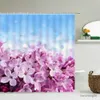 Tende doccia con stampa 3d tende da doccia Fiori fresche Modello bagno tessuto impermeabile tende per doccia decorazione per vasca da bagno di lavanda viola schermata