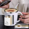 304 tazza di tazza di caffè in acciaio inossidabile con coperchio isolato a doppia parete maniglia per bevande heatresistant 240418