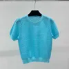 Women's T-Shirt designer brand High Version 24 Summer New Small Fragrant Style Number 5 Jacquard Solid Color Socialite Temperament Knitted Short Sleeved Women 1G5T
