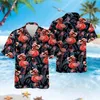 Men's Casual Shirts Hip Hop Hawaiian Flamingo 3D Printed Beach Shirts Aloha Animal Short Sleeve Vacation Women Lapel Blouse Fashion Button Y2k Tops 240424