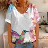 Forest Bird 3D Thirts Womens Peacock Y2K Tops Woman Vneck Streetwear Maglietta femmina Tees Overszed Tees Abbigliamento 240416