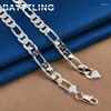 Kedjor 925 Sterling Silver 8mm 16-24 tum Figaro Chain Men Necklace For Women Fashion Jewelry Wedding Engagement Accessories Party