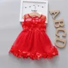 Girl's Dresses Childrens New Style Girls Summer Sleeveless Cute Dress Childrens Beautiful Solid Color 3D Petal Mesh Ponchy Skirt d240425