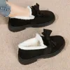 Casual Shoes Winter Ladies Cotton Plush Warm Non-slip Female Woman Bowknot Short Snow Boots Mom Comfy Furry Loafers