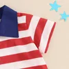 Kledingsets Independence Day Outfits Zomer Kinderkleding Baby jongens Star Gestreepte afdrukknop Down Shirts Shirts Tops Shorts Sets Tops Sets