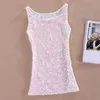 Women's Tanks Women Vest Top Shiny Sequin Sleeveless O Neck Summer Tank Slim Fit Pullover Elastic Sparkling Stage Show Performance Blouse